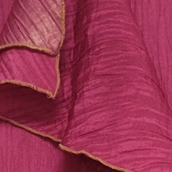 Nubiano New York Fuchsia Ruffled Bohemian Midi Skirt with Gold Trim - Picture 11 of 15